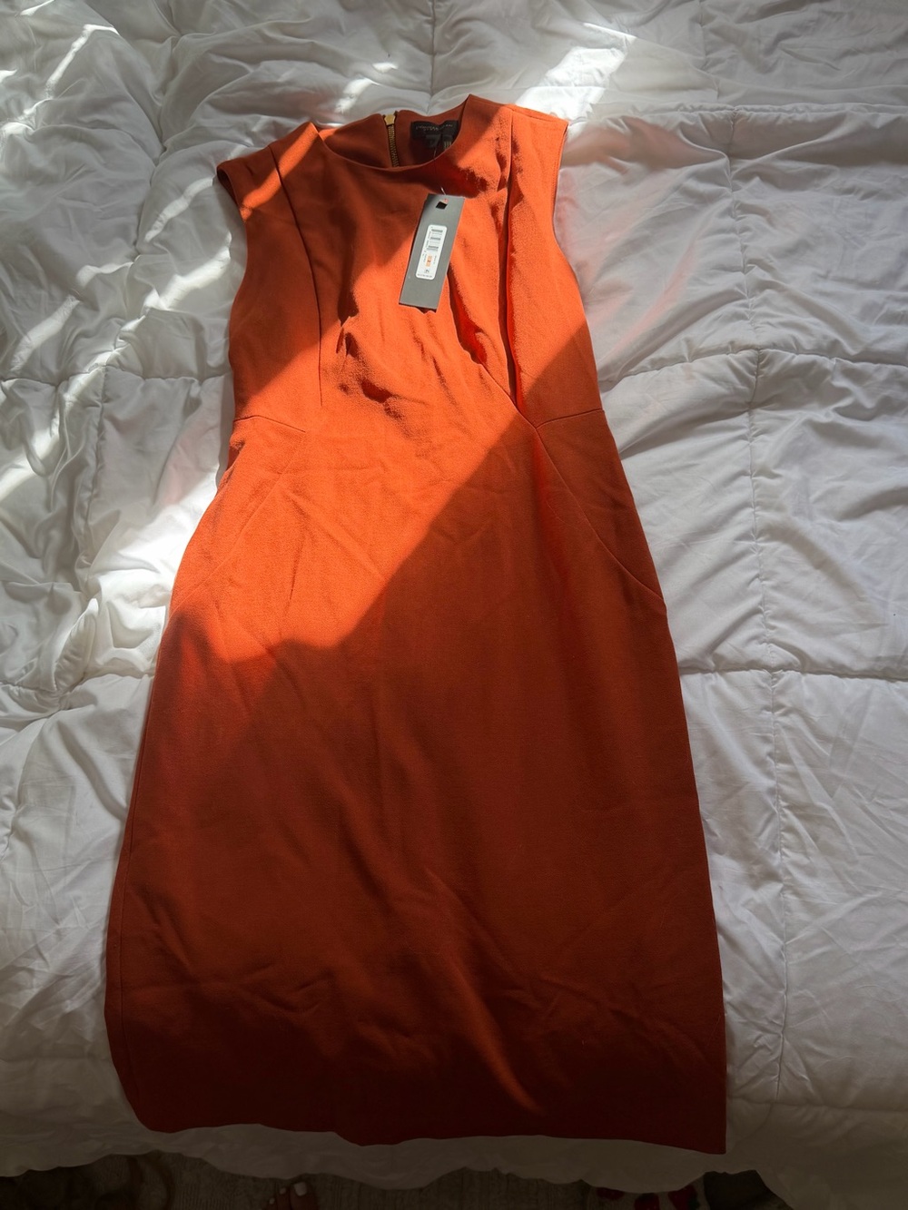 Donna Karan Rust Orange Sleeveless Midi Sheath Dress